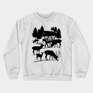 deer, roe deer, trees, antler, animal, hunting Crewneck Sweatshirt